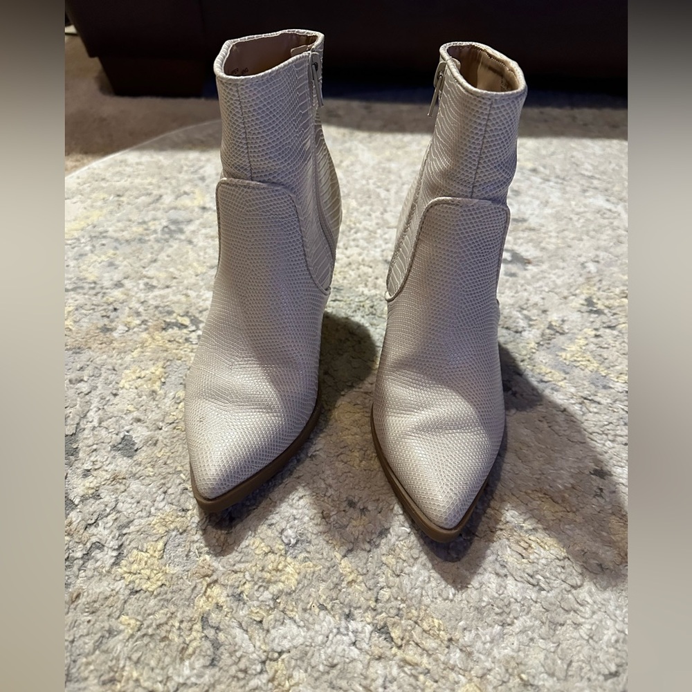 Express Textured Cream Ankle Boots